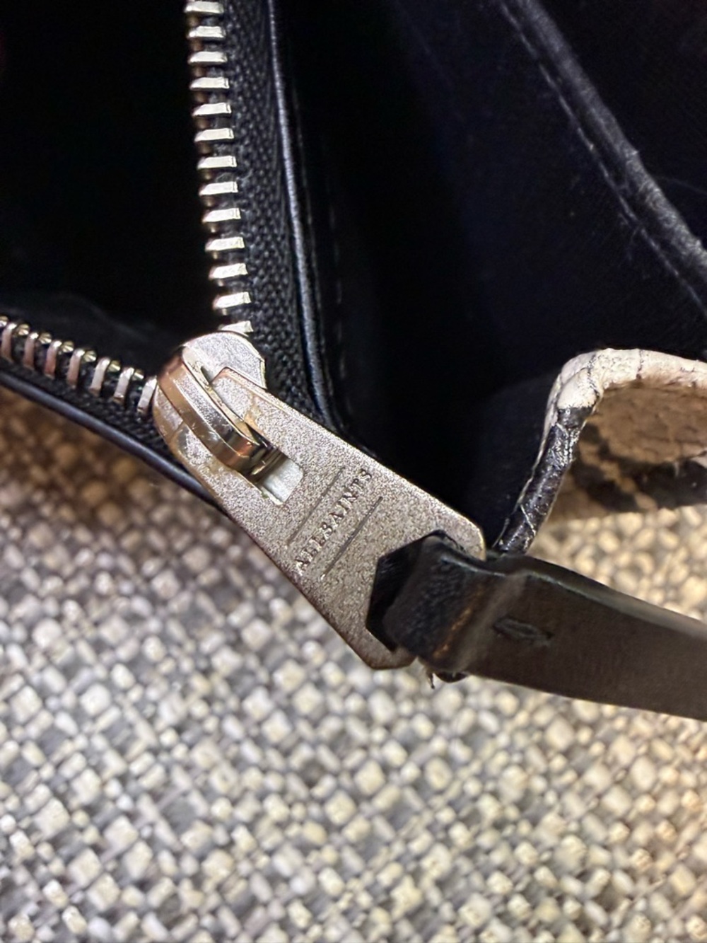 ALL SAINTS Genuine Calf Leather Chain Wallet Snake Skin-Like Cow Leather. - Picture 9 of 11
